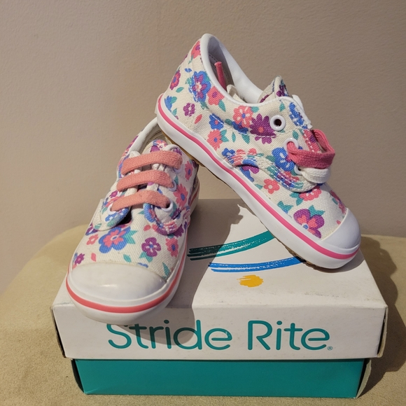 Stride Rite Kids Floral Sneakers - Pink and Purple - Picture 1 of 7